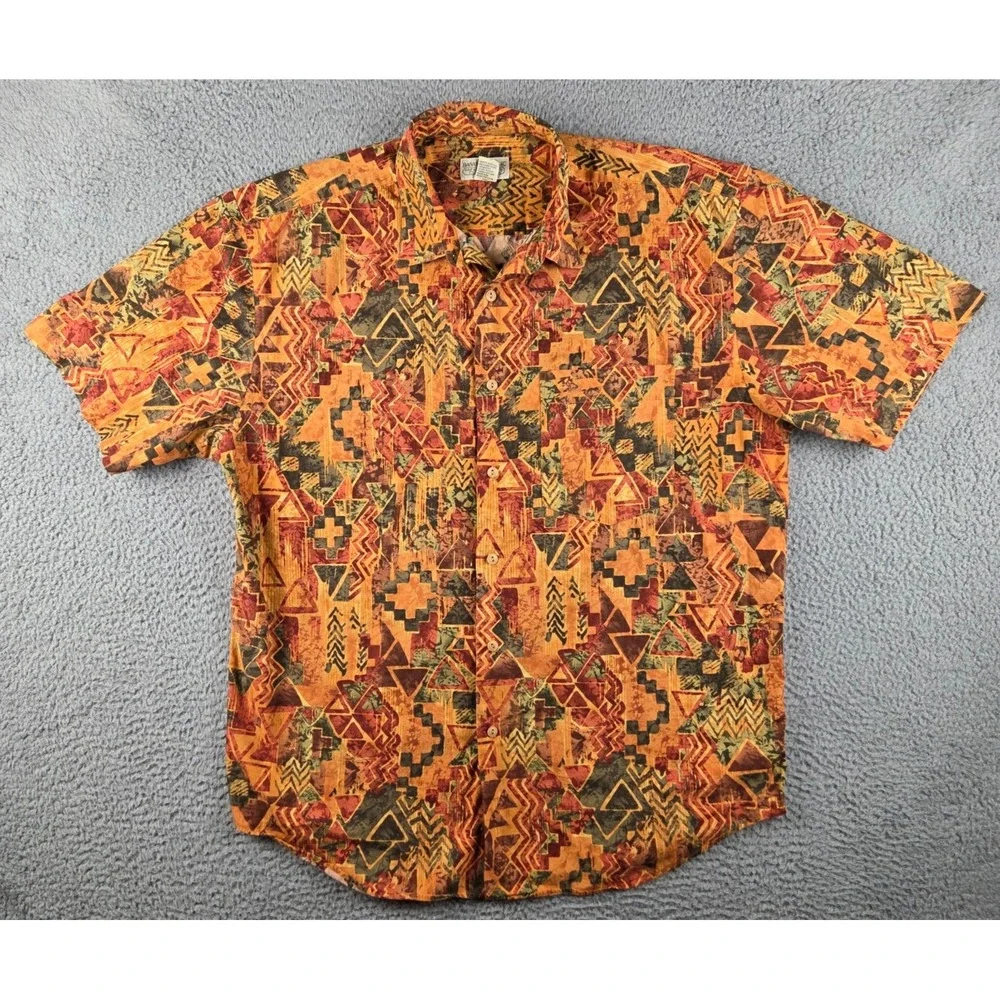 Vintage Banana Republic Safari & Travel Clothing Shirt Mens Large Novelty Print